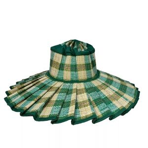 NWT LORNA MURRAY x Veronica Beard Island Resort Straw Maxi Hat Green S